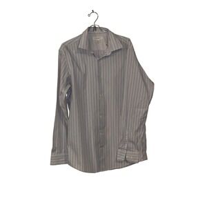 Banana Republic Mens Fitted Striped Button Down Shirt Blue Purple Large L SU07